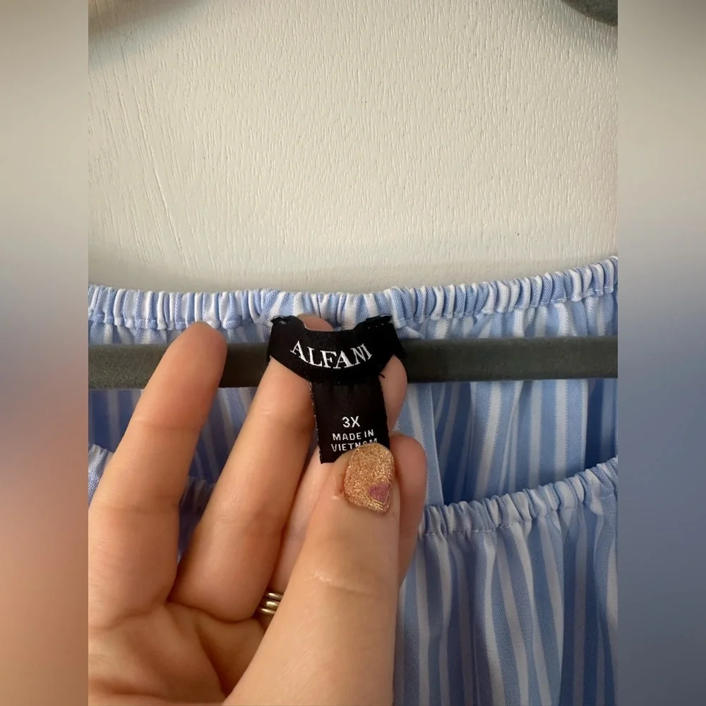 (Sold) Alfani | Blue Striped Blouse - Picture 5 of 7